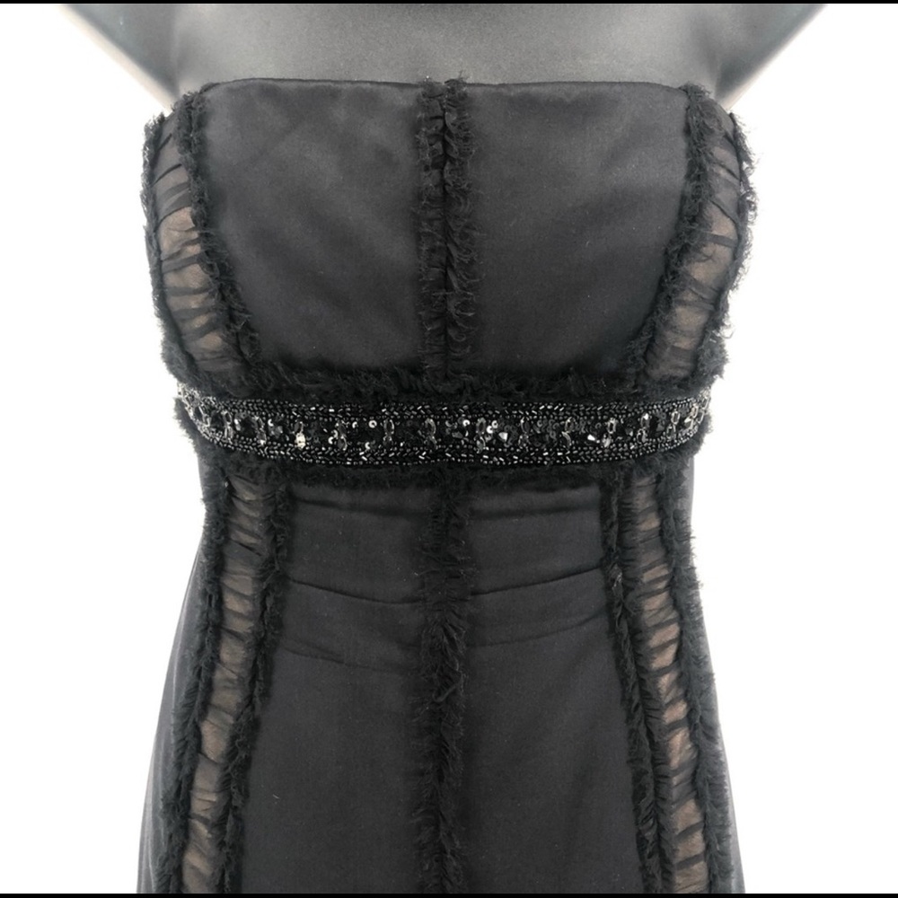 BADGLEY MISCHKA Size 14 Black Silk Strapless Dress